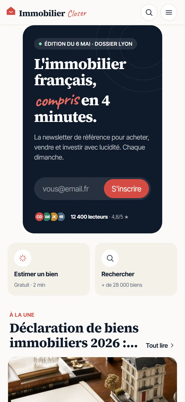 Immobilier Closer — Mobile