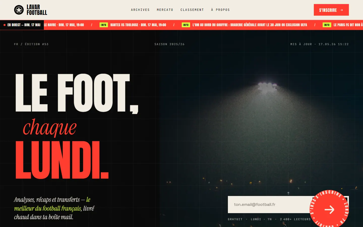 LaVar Football — Accueil